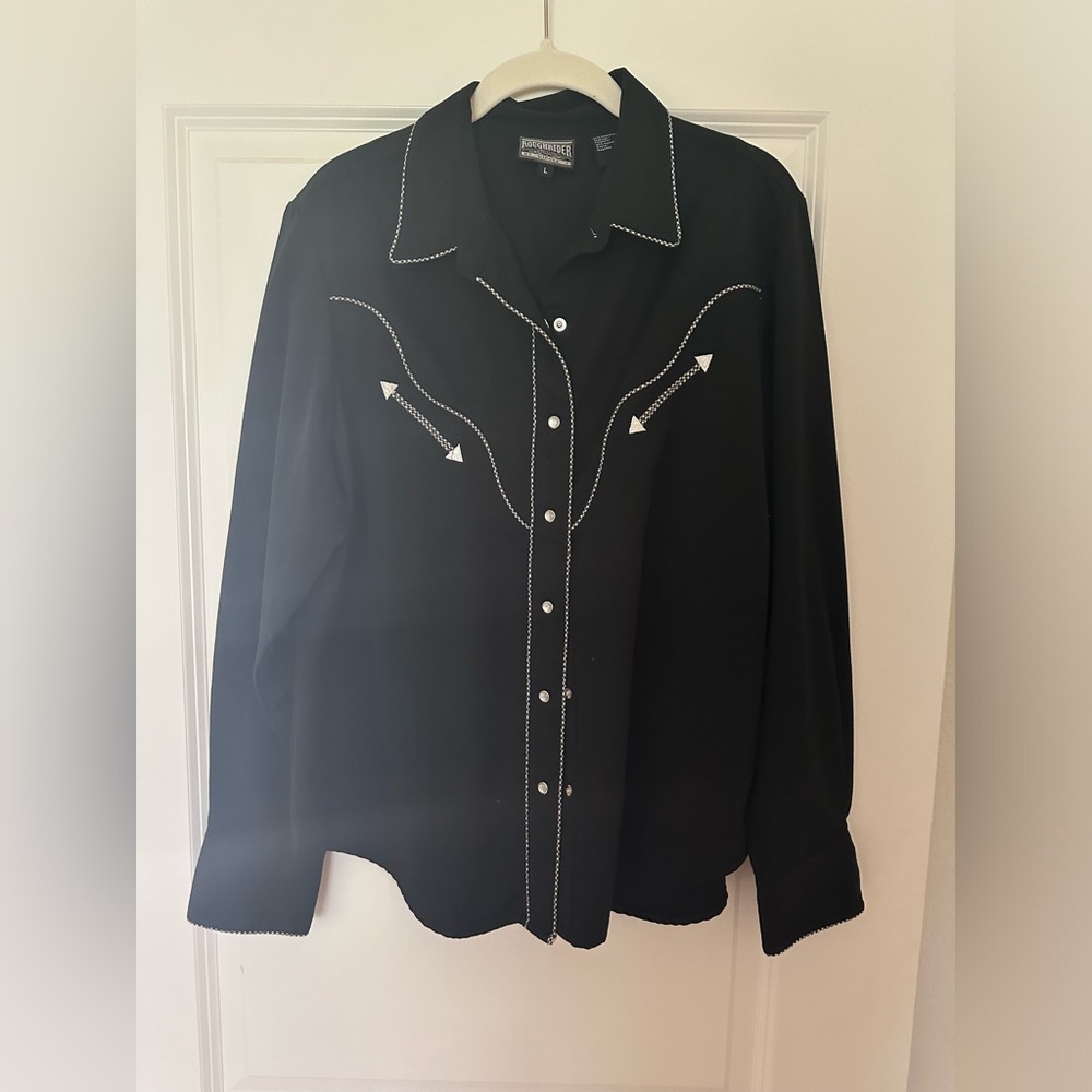 Black Western Roughrider Button Up